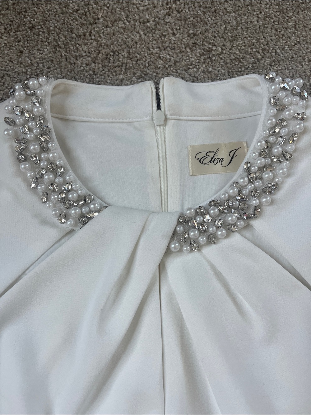 💎💎💎Stunning Eliza J sz8 Beaded Embellished Twist Collar Cap Sleeve Fancy Sheath